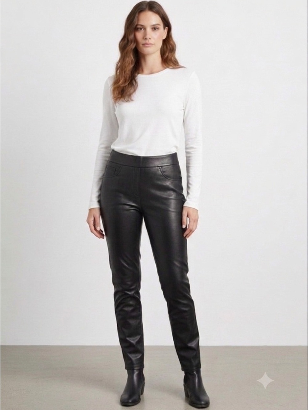 Spanx Sz 1XL Faux Vegan Leather Black Leggings Pants
